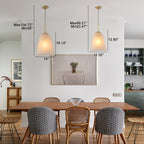 1-Light Modern Gold Bell Shaped Chandelier Hanging Light with Champagne-Colored Glass Shade for Dining Room