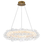1-Light Gold Modern Round Globe Crystal Integrated LED Chandelier Dimmable Pendant Light with Glass Bubbles