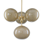 4/7-Light Mid-Century Modern Gold Cluster Chandelier with Coffee Globe Glass Shades