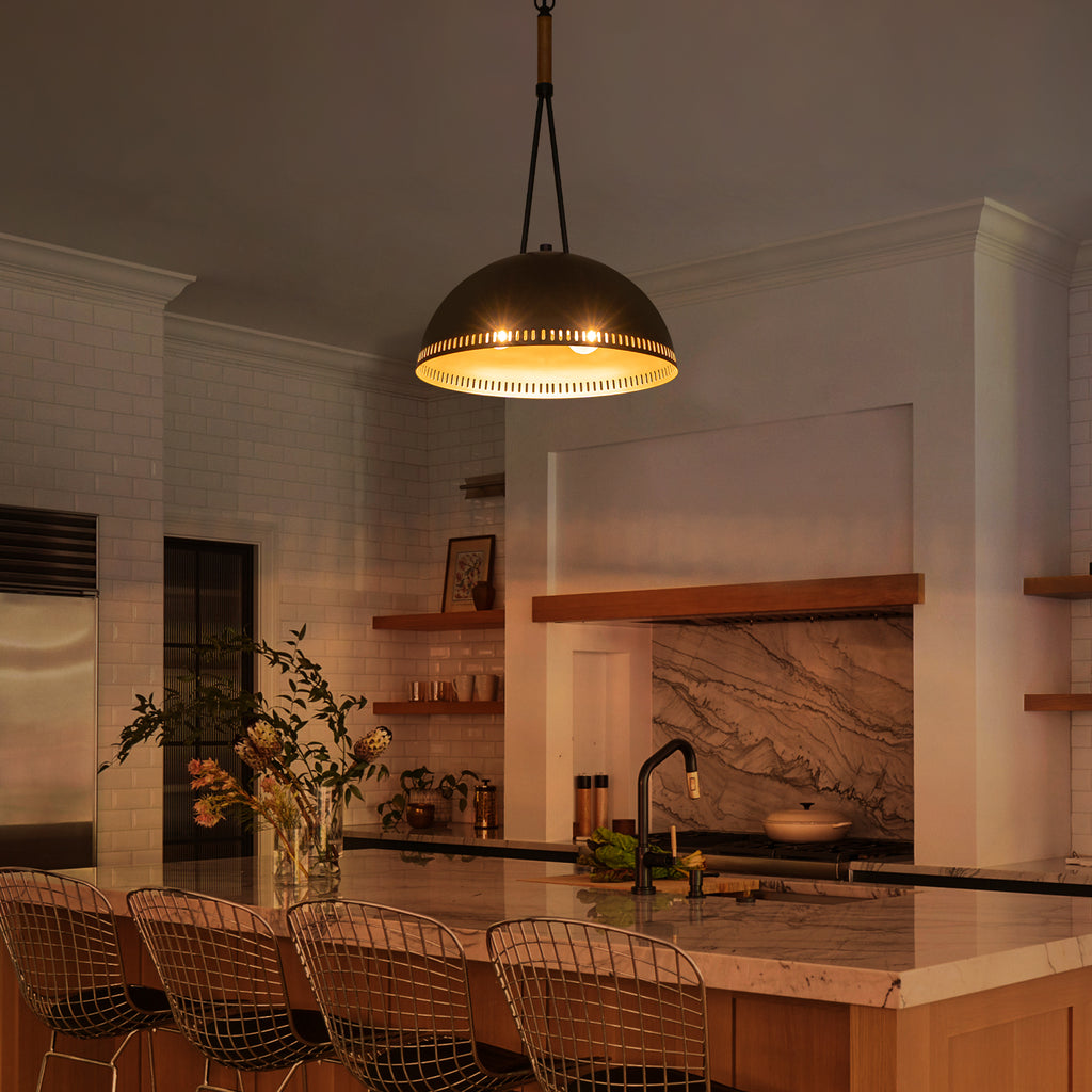 15.75 in. 3-Light Vintage Industrial Metal Dome Pendant Light Chandelier with Iron Shade for Kitchen, Dining