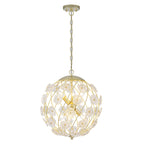 6-Light Modern Metal Gold Globe Cage Chandelier with Glass Flower Shade for Living Room, Dining, Bedroom