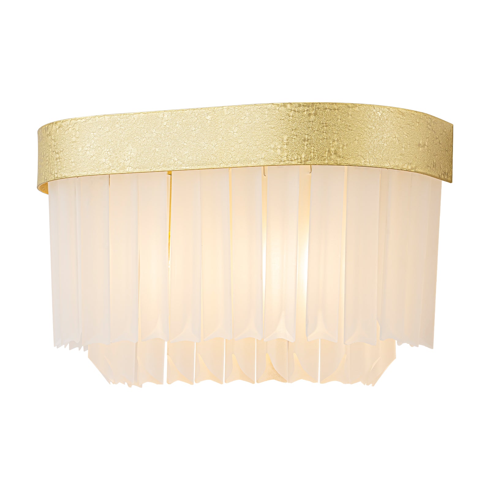14.37 in. 2-Light Modern Gold Metal Wall Sconce with Frosted Glass Shades