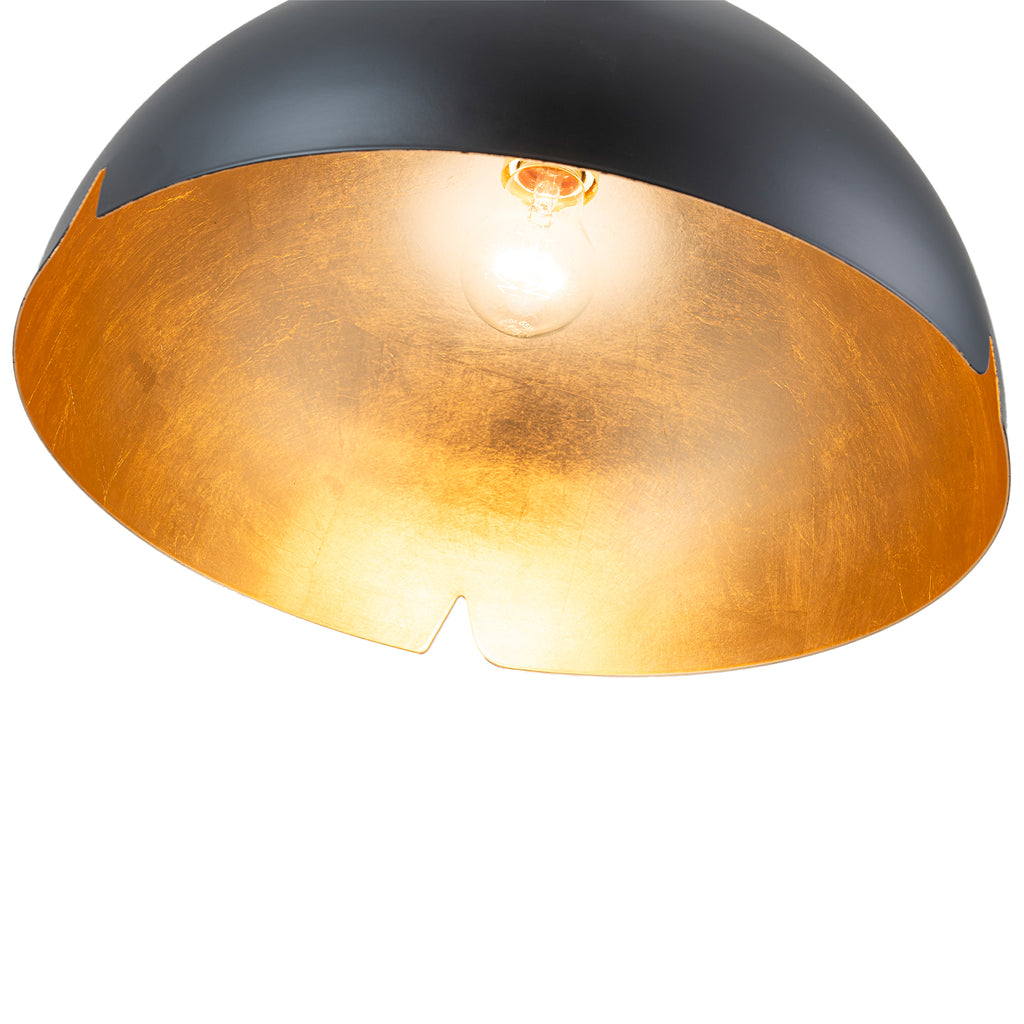 14.96 in. 1-Light Industrial Metal Black/White Dome Pendant Light with Iron Shade for Dining Rooms, Kitchens