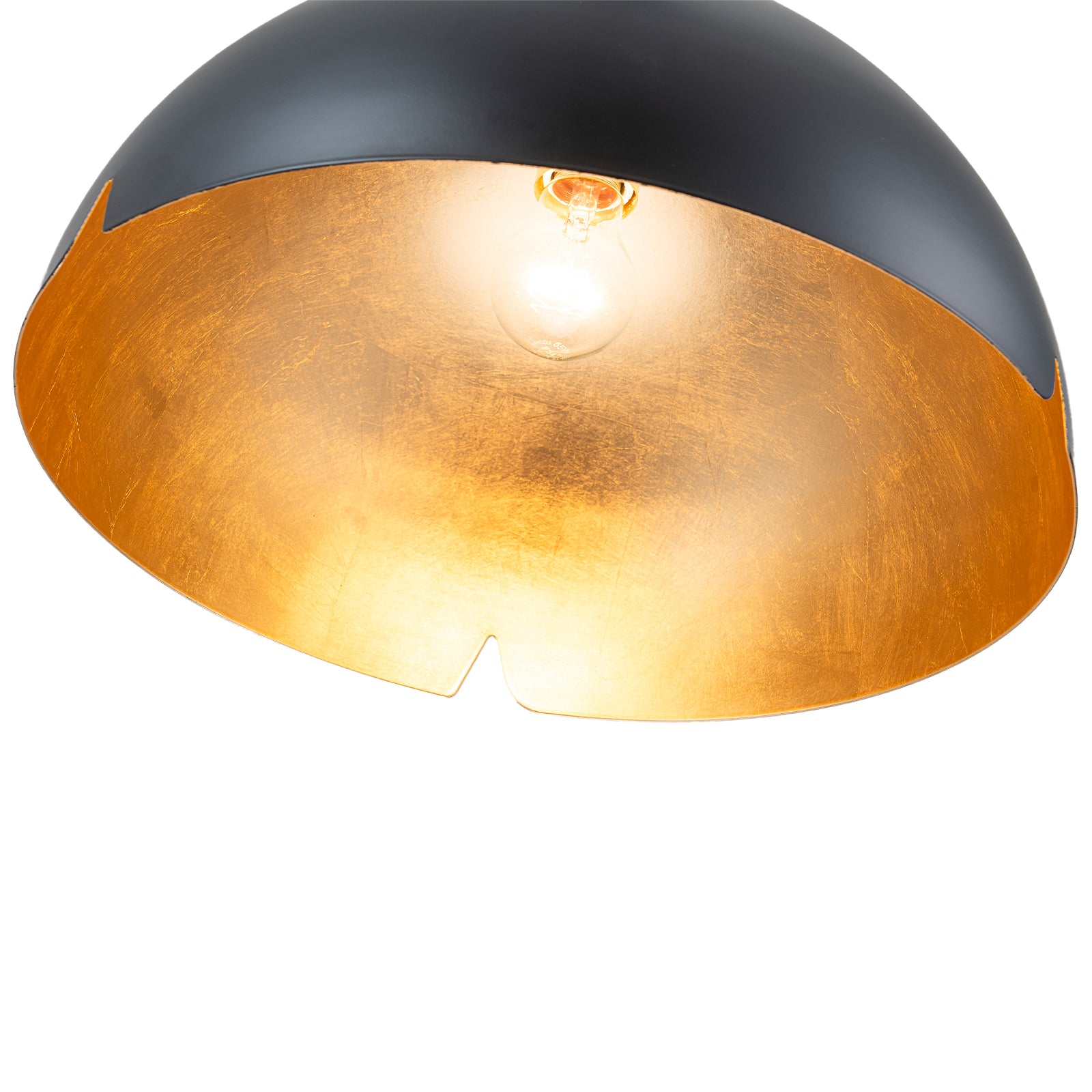 14.96 in. 1-Light Industrial Metal Black/White Dome Pendant Light with Iron Shade for Dining Rooms, Kitchens