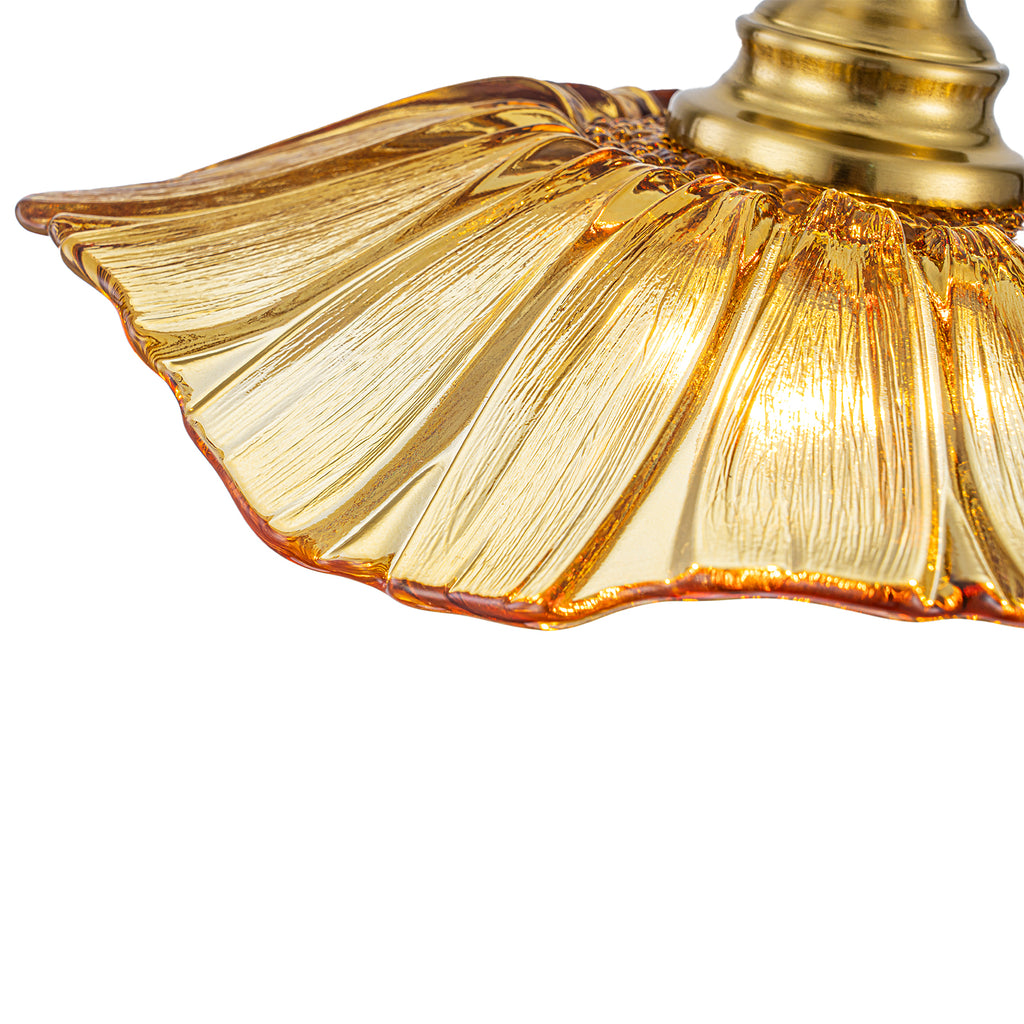 11.02 in. 1-Light Modern Pink Hanging Pendant Light with Flower Shaped Glass Shade for Bedroom, Kitchen Island