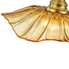 11.02 in. 1-Light Modern Pink Hanging Pendant Light with Flower Shaped Glass Shade for Bedroom, Kitchen Island