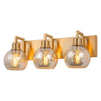20.47 in. 3-Light Modern Gold Metal Linear Bathroom Vanity Light with Globe Mercury Glass Shades