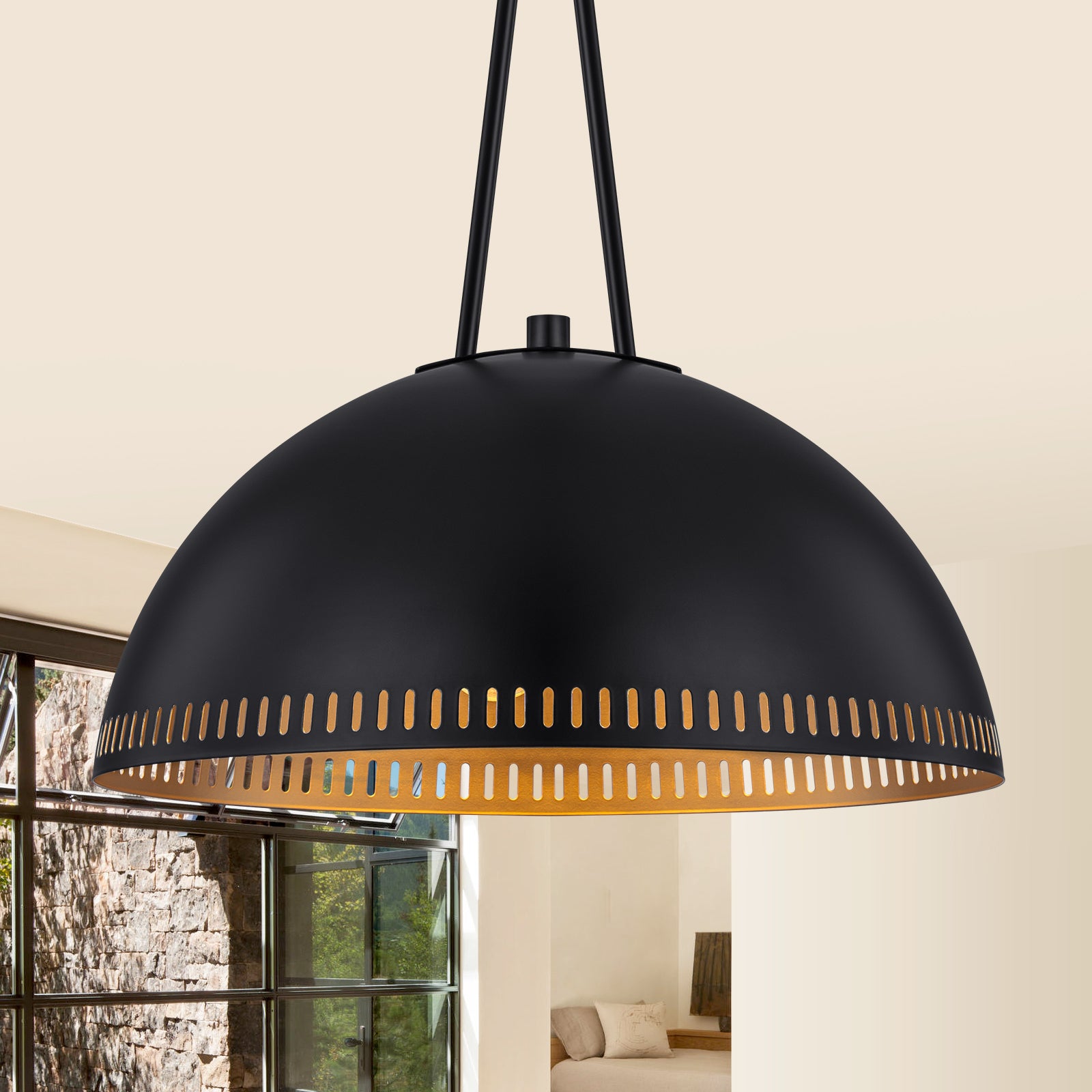 15.75 in. 3-Light Vintage Industrial Metal Dome Pendant Light Chandelier with Iron Shade for Kitchen, Dining