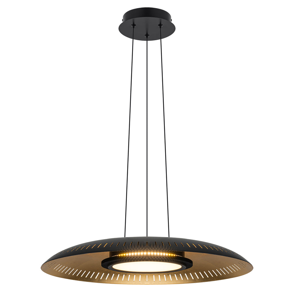 24-Watt 1 Light Modern Black Dome Dimmable LED Pendant Light Chandelier with Metal Shade for Dining Room, Kitchen Island