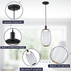 10-Watt 1-Light Modern Dimmable Integrated LED Pendant Light with Drum Shade for Kitchen Island