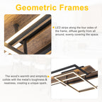3-Light 26.77 in. Modern Black and Wood Dimmable Integrated LED Flush Mount Ceiling Light