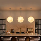 Chrome Modern Globe Hanging Pendant Light with White Bubble Glass Shade for Kitchen Island, Dining