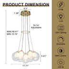 7-Light Modern Gold Sputnik Cluster LED Chandelier with Clear Globe Shades for Living Room