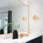 7.48 in. Modern Brass Round Dimmable Integrated LED Wall Sconce Clear Glass Bathroom Vanity Light