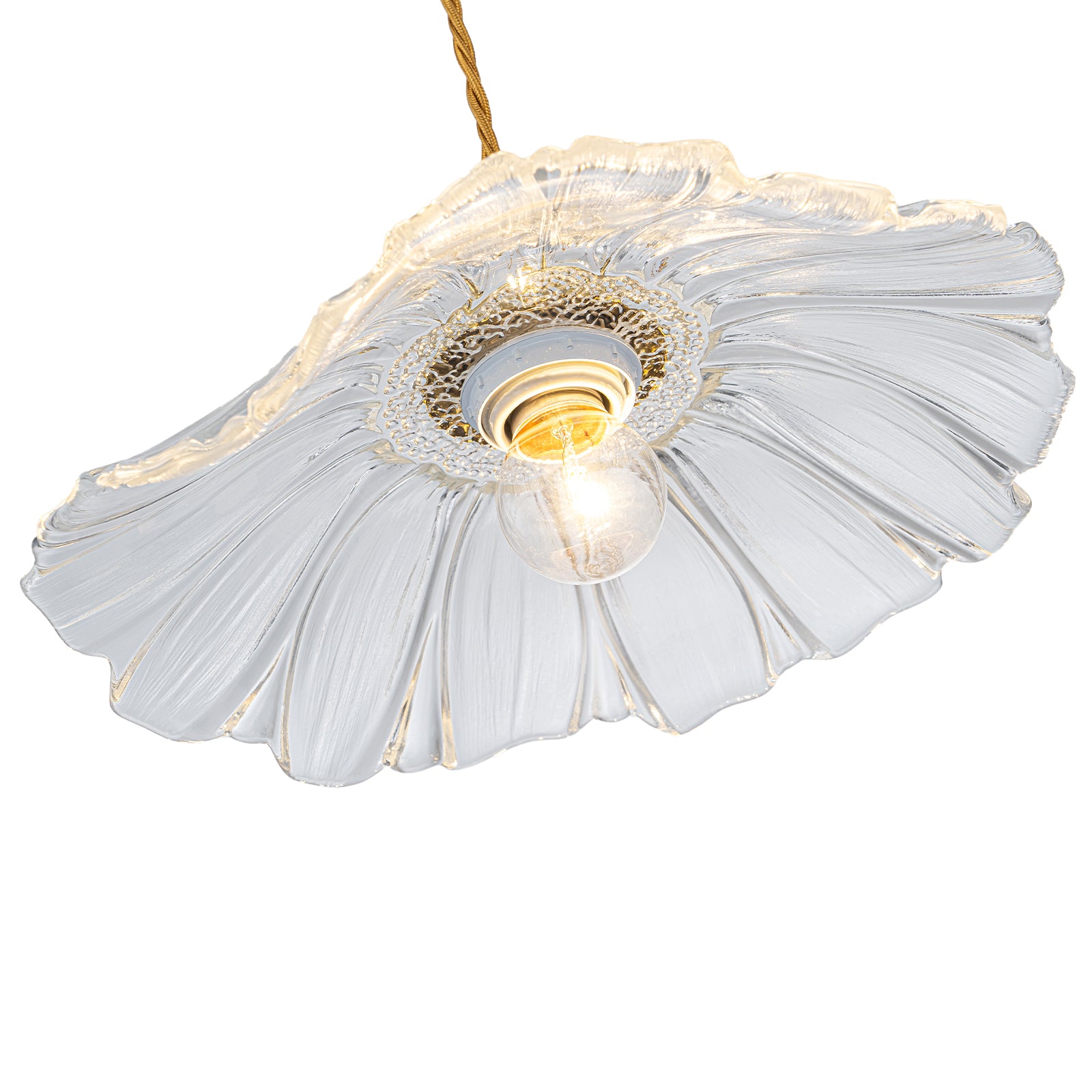 11.02 in. 1-Light Modern Pink Hanging Pendant Light with Flower Shaped Glass Shade for Bedroom, Kitchen Island