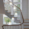 5-Light Modern Gold Metal LED Chandelier Pendant Light with Clear Globe Shades for Entryway, Living Room
