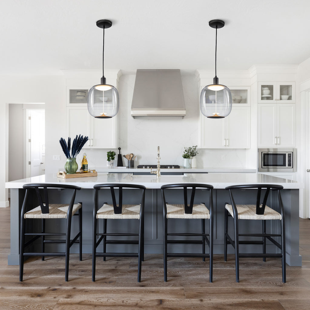 10-Watt 1-Light Modern Dimmable Integrated LED Pendant Light with Drum Shade for Kitchen Island