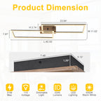 2-Light 40.55 in. Modern Black and Wood Dimmable Integrated LED Flush Mount Ceiling Light