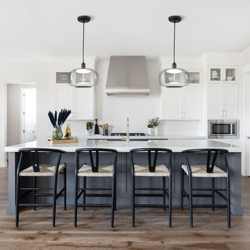 10-Watt 1-Light Modern Dimmable Integrated LED Pendant Light with Drum Shade for Kitchen Island
