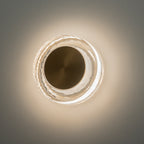 7.48 in. Modern Brass Round Dimmable Integrated LED Wall Sconce Clear Glass Bathroom Vanity Light