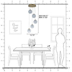 5-Light Modern Gold Metal LED Chandelier Pendant Light with Clear Globe Shades for Entryway, Living Room