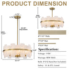 20.47 in. 5-Lights Modern Brass Metal Round Chandelier with Cloud Texture Glass for Dining Room