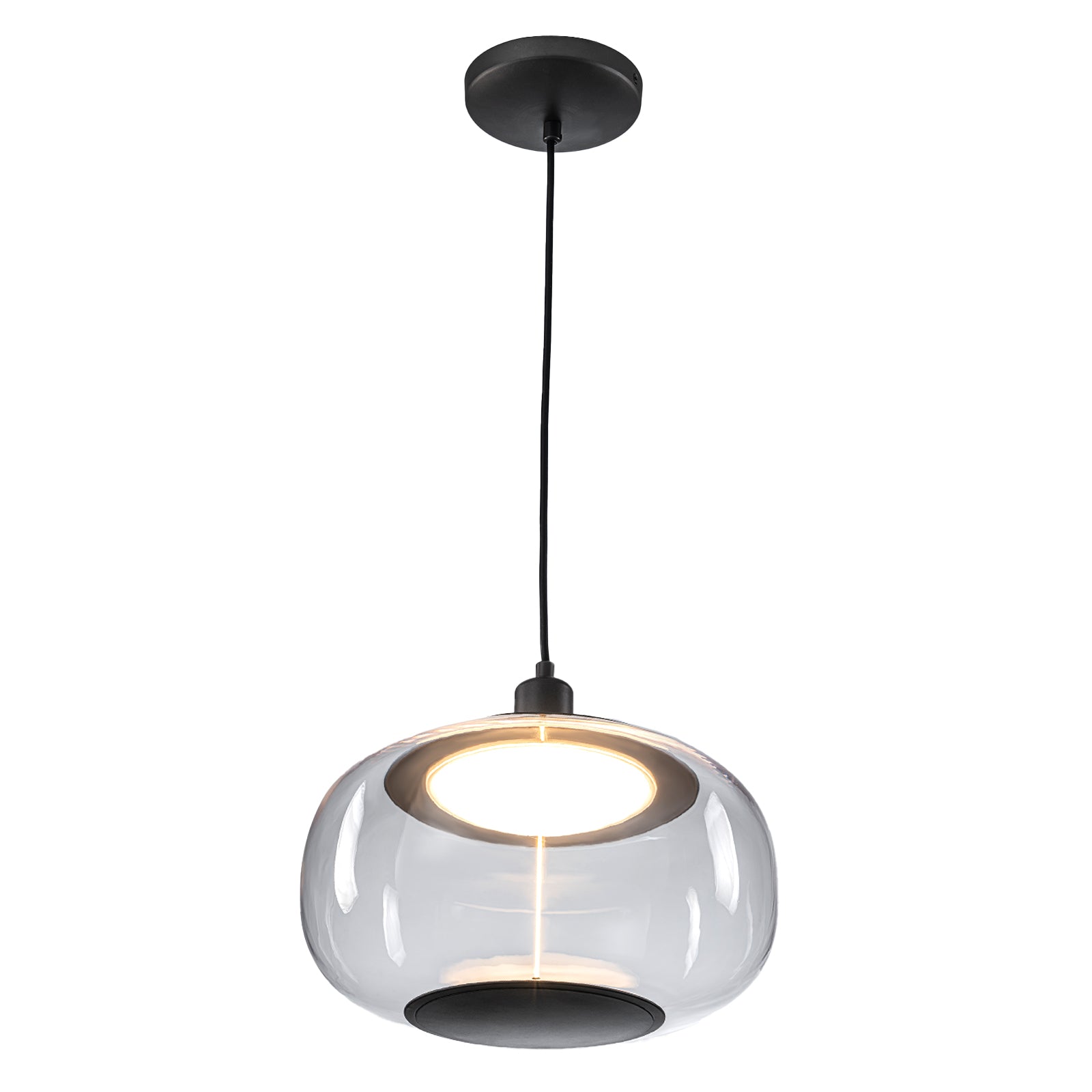 10-Watt 1-Light Modern Dimmable Integrated LED Pendant Light with Drum Shade for Kitchen Island