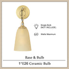 6 in. 1-Light Modern Brass Wall Sconce with Bell Frosted Glass Shade for Bedroom, Living Room, Hallway
