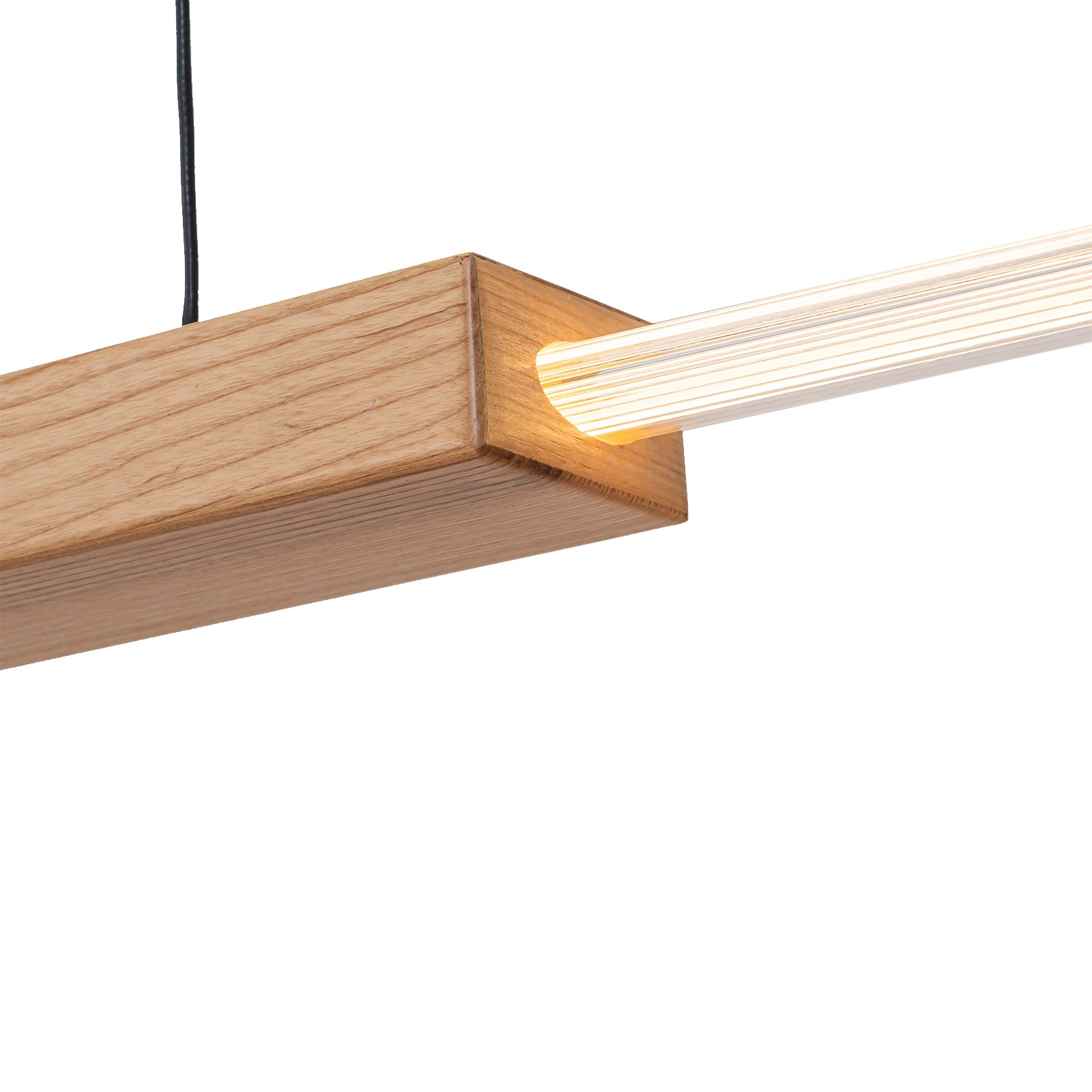 47.24 in. 1-Light Modern Black Linear Integrated LED Pendant Light Fixture with Wood Accent for Kitchen Island
