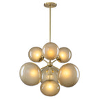 4/7-Light Mid-Century Modern Gold Cluster Chandelier with Coffee Globe Glass Shades