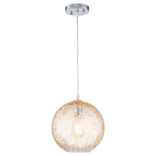 9.84 in. 1-Light Modern Chrome Island Pendant Light with Globe Glass Shade for Dining, Kitchen Island