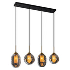 38.6 in. 4-Light Modern Black Linear Pendant Light with 2-Tier Glass Shades for Kitchen Island