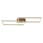 2-Light 40.55 in. Modern Black and Wood Dimmable Integrated LED Flush Mount Ceiling Light