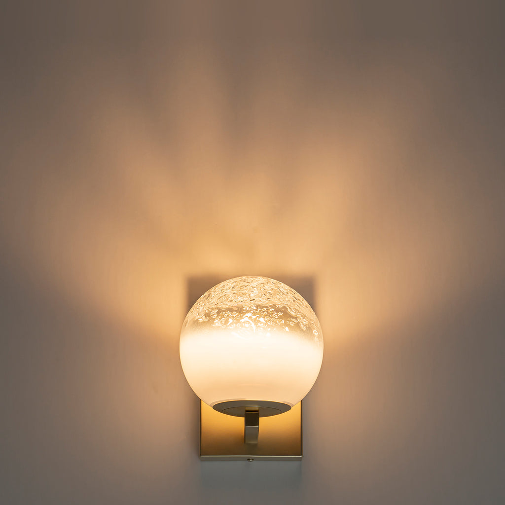 5.9 in. 1-Light Modern Gold Globe Integrated LED Wall Sconce Light with White Glass Shade for Bathroom Hallway