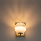 5.9 in. 1-Light Modern Gold Globe Integrated LED Wall Sconce Light with White Glass Shade for Bathroom Hallway