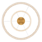 2-Light Modern Gold Double Ring Dimmable Integrated LED Chandelier Tiered Pendant Light with Crystal for Dining Room