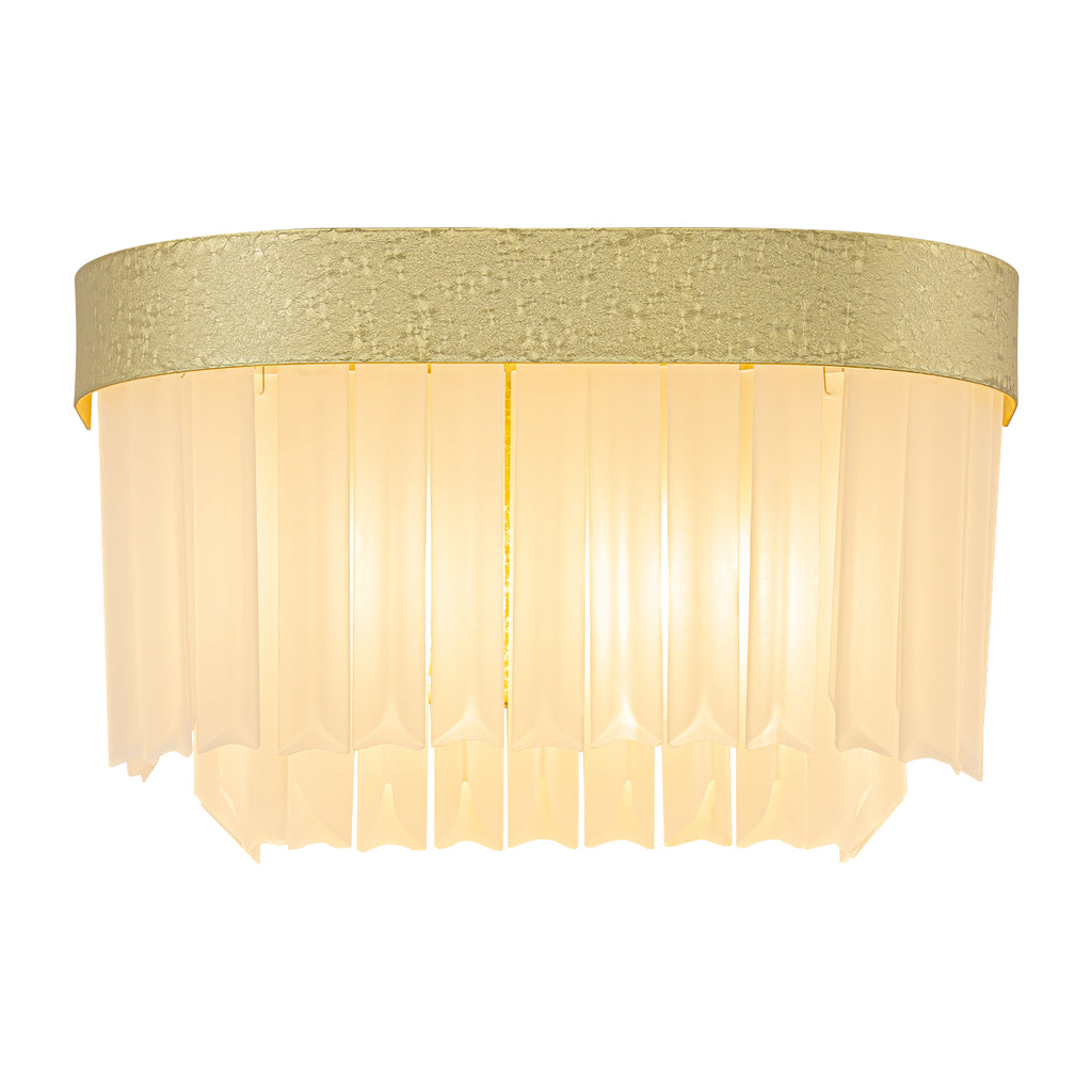 14.37 in. 2-Light Modern Gold Metal Wall Sconce with Frosted Glass Shades