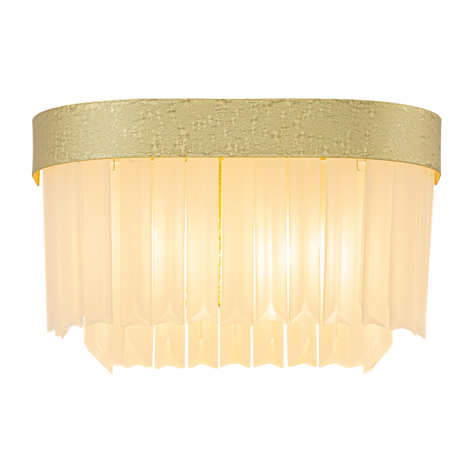14.37 in. 2-Light Modern Gold Metal Wall Sconce with Frosted Glass Shades