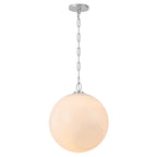 Chrome Modern Globe Hanging Pendant Light with White Bubble Glass Shade for Kitchen Island, Dining