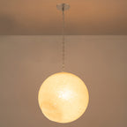 Chrome Modern Globe Hanging Pendant Light with White Bubble Glass Shade for Kitchen Island, Dining
