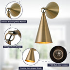 4.72 in. 1-Light Retro Bronze Wall Sconce Interior Vanity Light with Metal Cone Shade for Bathroom, Entryway