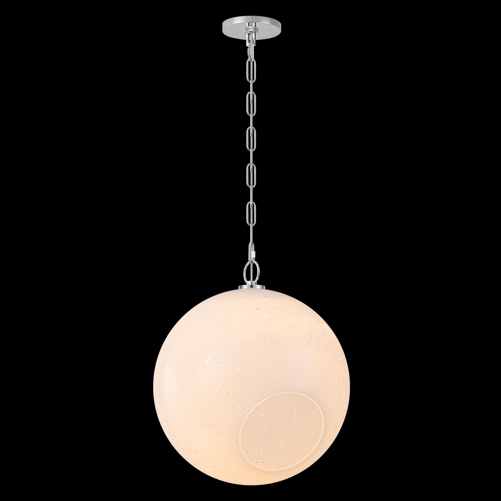 Chrome Modern Globe Hanging Pendant Light with White Bubble Glass Shade for Kitchen Island, Dining