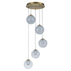 5-Light Modern Gold Metal LED Chandelier Pendant Light with Clear Globe Shades for Entryway, Living Room