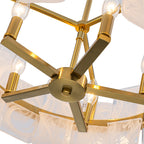 20.47 in. 5-Lights Modern Brass Metal Round Chandelier with Cloud Texture Glass for Dining Room