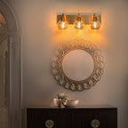 20.47 in. 3-Light Modern Gold Metal Linear Bathroom Vanity Light with Globe Mercury Glass Shades
