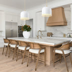 1-Light Gold Iron Semi-Domed Shape Pendant Light with Matte White Metal Shade Hollow Out Design for Living Room