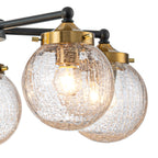 22.44 in. 5-Light Modern Black Branch Chandelier with Clear Cracked Glass Shades for Kitchen Island, Living Room