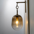 7.09 in. 1-Light Antique Metal Wall Sconce with Oval Gradient Color Glass Shade for Bedroom, Bathroom, Hallway