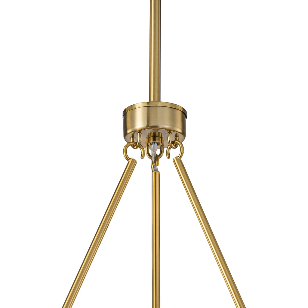 26 in. 6-Light Modern Brass Metal Chandelier with Cylinder Glass Shades for Kitchen Island, Dining Room