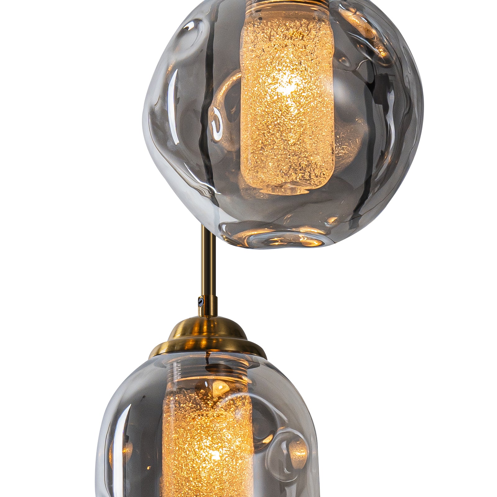 16 in. 6-Light Modern Black Staircase Chandelier Island Pendant Light with Smoky Gray Globe Glass Shade